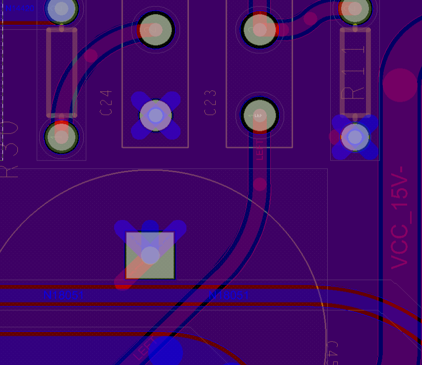 connection between the pad and the copper skin